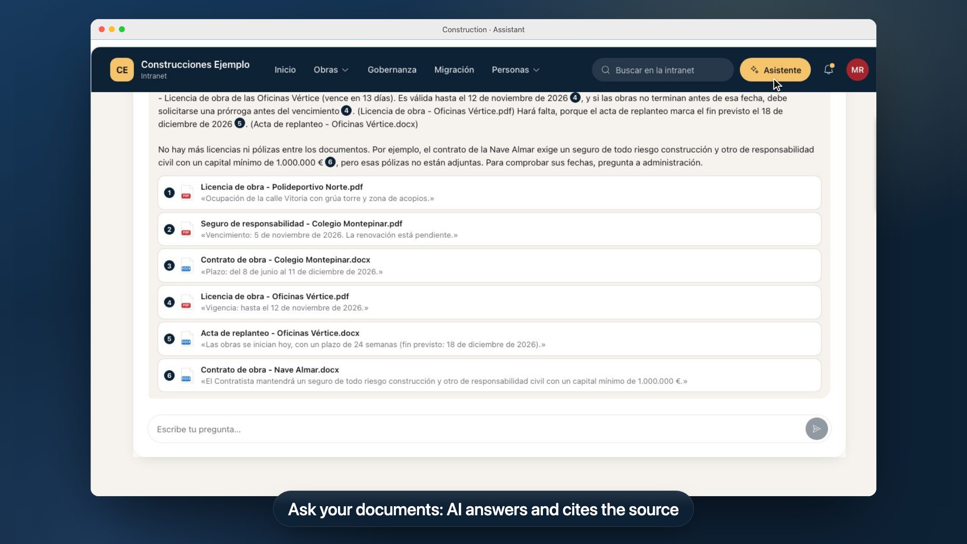 Video of a custom-built intranet with its AI assistant